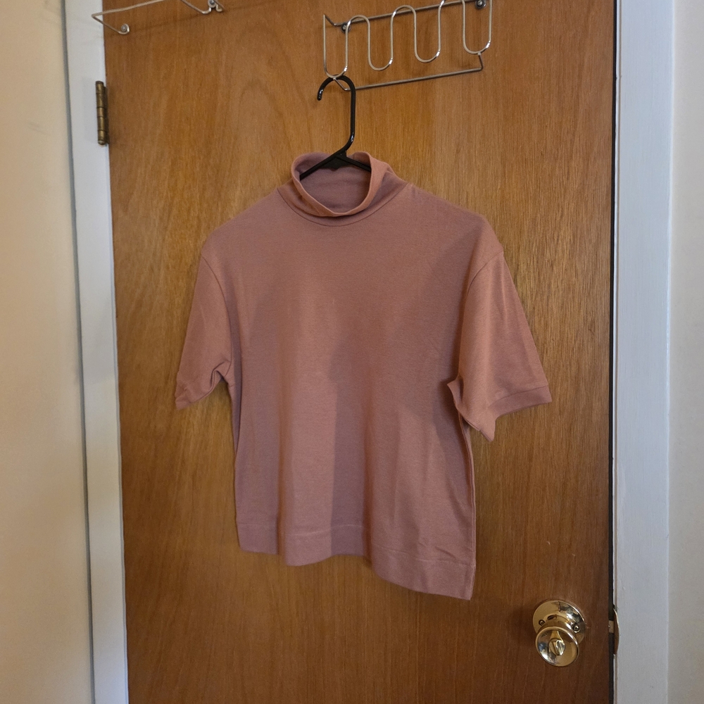 Girl's Terracotta Turtleneck Top Organic Cotton Size 12